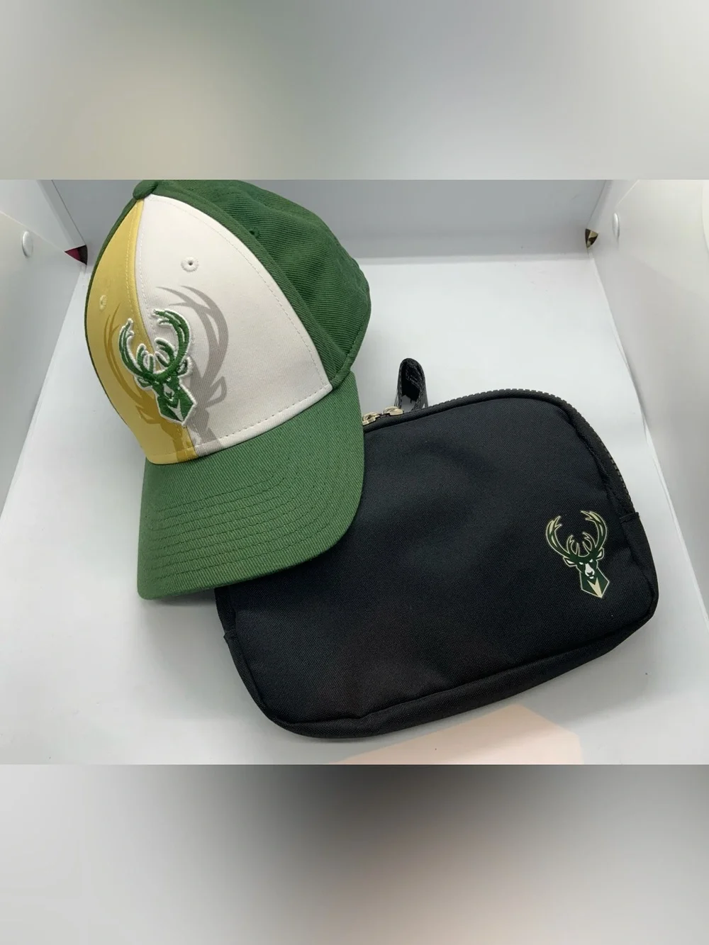 Milwaukee Tri-Panel Logo Cap and Pouch Set - Green/Gold/White